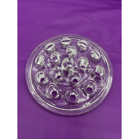 Glass Flowering Frog Round Large 15 Hole Floral 5" Clear Marble Display - Picture 1 of 4